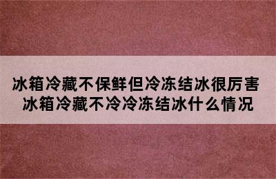 冰箱冷藏不保鲜但冷冻结冰很厉害 冰箱冷藏不冷冷冻结冰什么情况